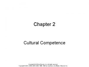 Chapter 2 Cultural Competence Copyright 2016 by Elsevier