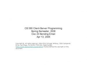 CS 580 ClientServer Programming Spring Semester 2006 Doc