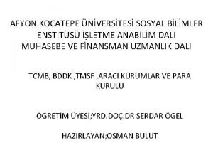 AFYON KOCATEPE NVERSTES SOSYAL BLMLER ENSTTS LETME ANABLM