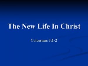 The New Life In Christ Colossians 3 1