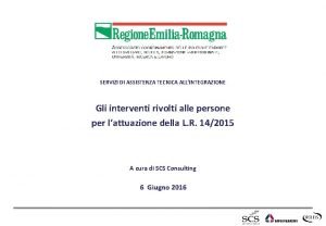 SERVIZI DI ASSISTENZA TECNICA ALLINTEGRAZIONE Gli interventi rivolti