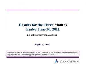 Results for the Three Months Ended June 30
