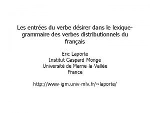 Les entres du verbe dsirer dans le lexiquegrammaire