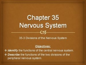 Chapter 35 Nervous System 35 3 Divisions of