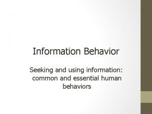 Information seeking behaviour definition