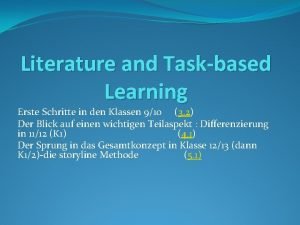 Literature and Taskbased Learning Erste Schritte in den