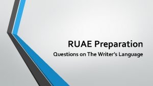 Ruae language questions
