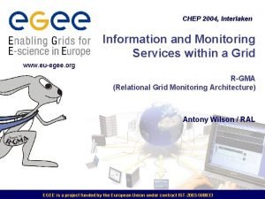 CHEP 2004 Interlaken Information and Monitoring Services within