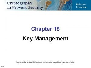 Chapter 15 Key Management Copyright The Mc GrawHill