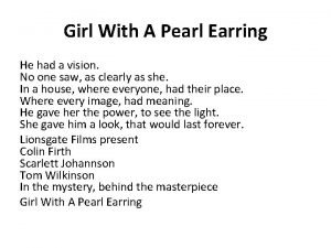 Girl with a pearl earring meaning