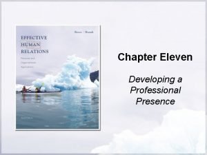Chapter Eleven Developing a Professional Presence Professional Presence