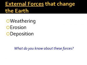 Weathering is an example of an external force of change.