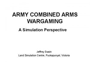 ARMY COMBINED ARMS WARGAMING A Simulation Perspective Jeffrey