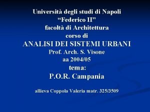 Universit degli studi di Napoli Federico II facolt