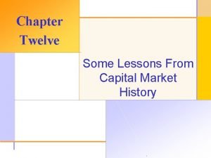 Chapter Twelve Some Lessons From Capital Market History