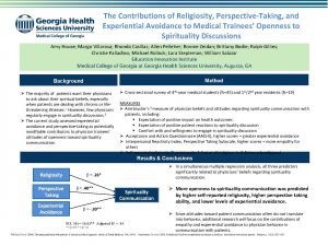 The Contributions of Religiosity PerspectiveTaking and Experiential Avoidance