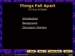 Things Fall Apart Chinua Achebe Introduction Background Discussion