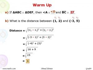 Warm Up a If ABC DEF then A