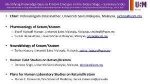 Identifying Knowledge Gaps as Kratom Emerges on the