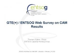 GTE ENTSOG Web Survey on CAM Results Thomas
