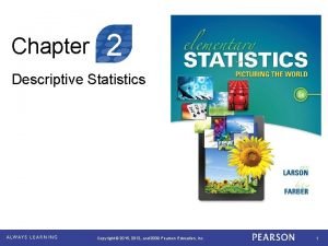 Chapter 2 Descriptive Statistics Copyright 2015 2012 and
