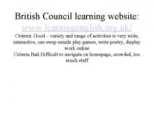 British Council learning website www learningenglish org uk