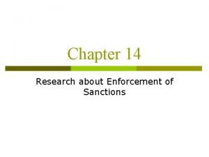 Chapter 14 Research about Enforcement of Sanctions From