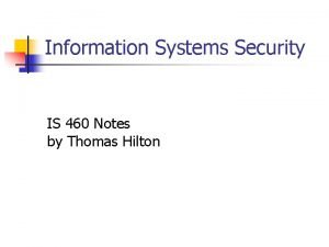 Information system security notes