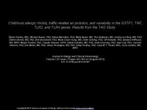 Childhood allergic rhinitis trafficrelated air pollution and variability