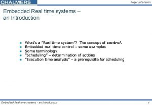 Roger Johansson Embedded Real time systems an Introduction