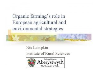 Objectives of organic farming