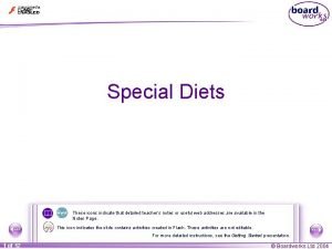 Special Diets These icons indicate that detailed teachers