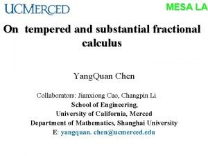 MESA LAB LA On tempered and substantial fractional