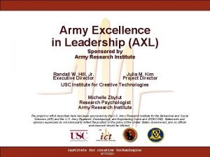 Army Excellence in Leadership AXL Sponsored by Army