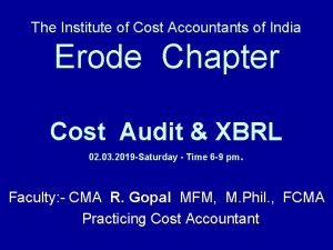 The Institute of Cost Accountants of India Erode