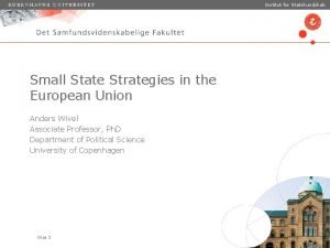 Institut for Statskundskab Small State Strategies in the