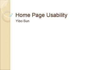 Home Page Usability Yibo Sun Evaluation Method Nielsen