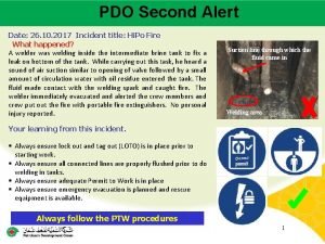 PDO Second Alert Main contractor name LTI Date