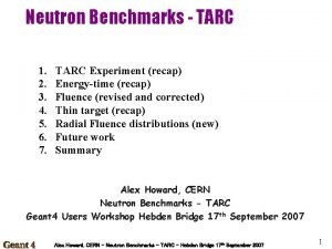 Neutron Benchmarks TARC 1 2 3 4 5