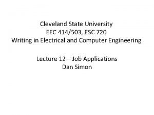 Cleveland State University EEC 414503 ESC 720 Writing
