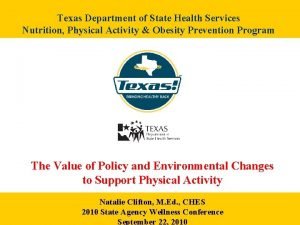 Texas Department of State Health Services Nutrition Physical