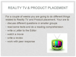 Product placement reality tv
