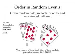 Order in Random Events Given random data we