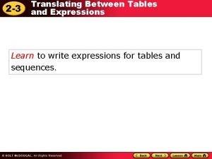 Translating between tables and expressions