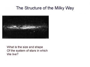 The Structure of the Milky Way What is