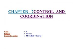 CHAPTER 7 CONTROL AND COORDINATION Class Subject Name