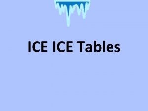 ICE Tables ICE Tables you can determine the