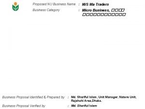 Proposed NU Business Name MS Ma Traders Business