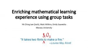 Enriching mathematical learning experience using group tasks Yik