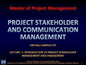 Master of Project Management VIRTUAL CAMPUS CIIT LECTURE